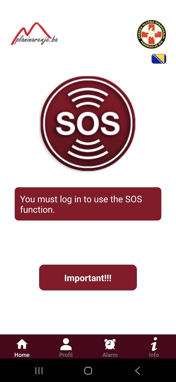 Welcome screen